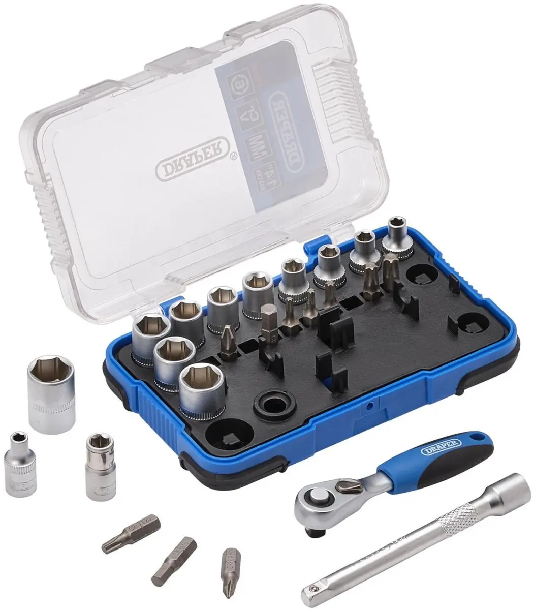 Draper 1/4" Doppenset 25-delig - Soft Grip Ratel