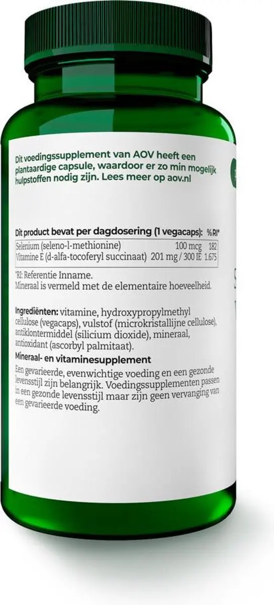 AOV Selenium & Vitamine E Voedingssupplement 60 Stuks