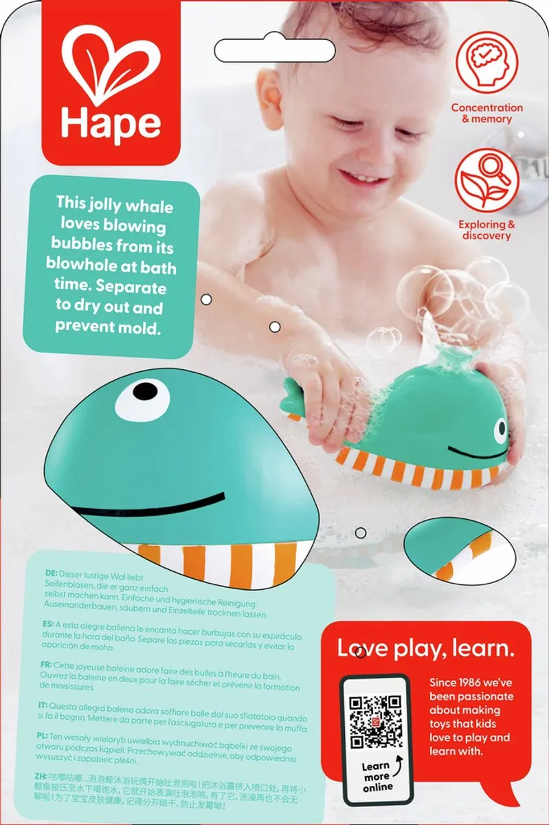 Hape Bellen Maker Walvis E0216B - Veelkleurig