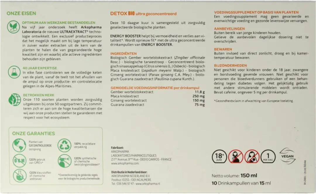 Arkopharma Bio Drinkampullen Energy Booster - 10 Stuks