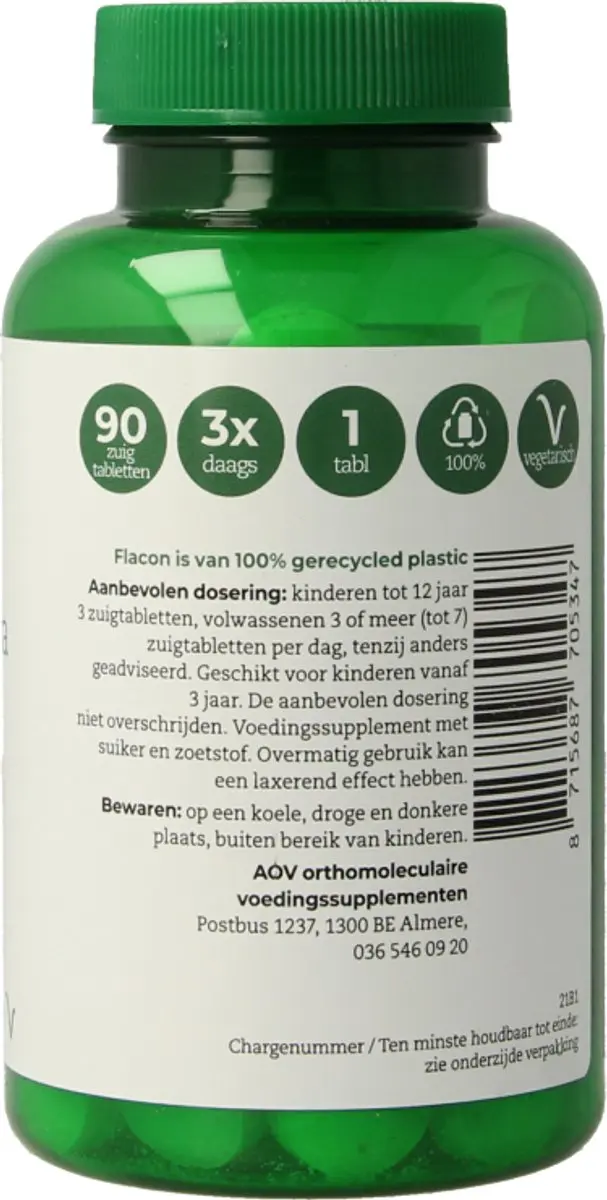 AOV Zink-Extra Voedingssupplement 90 Zuigtabletten - afbeelding 6 van 6