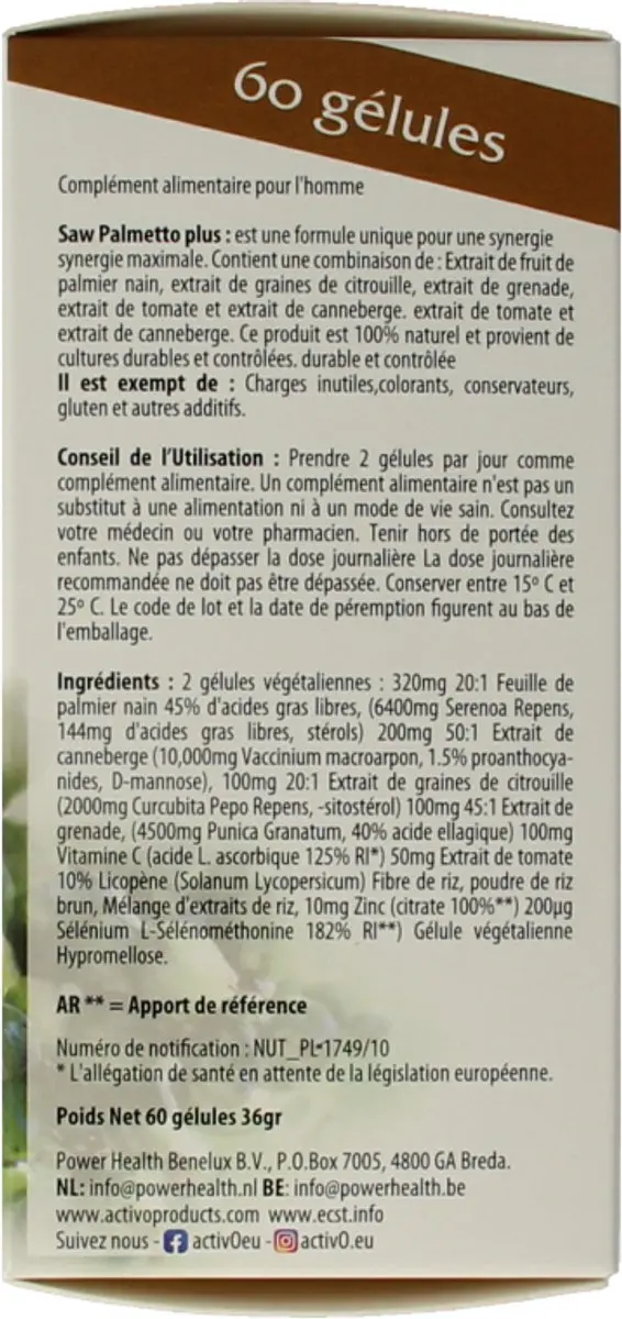 Activo Saw Palmetto Plus Capsules 60 Stuks