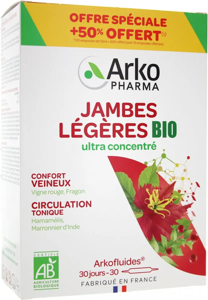 Arkopharma Arkofluides Organische Lichte Benen 30 Ampullen