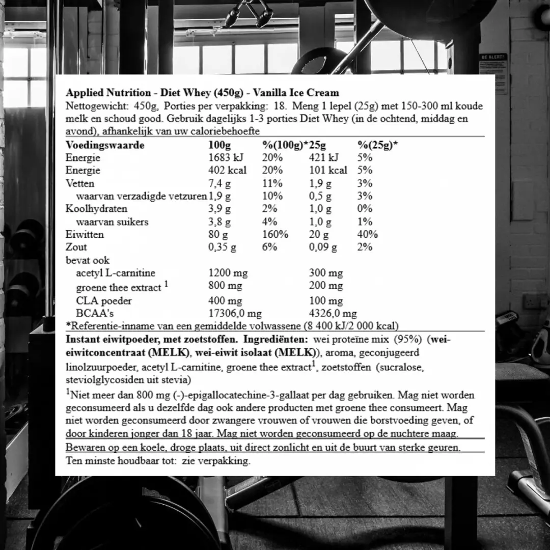 Applied Nutrition Diet Whey 450g Vanille IJsroom - Eiwitmix