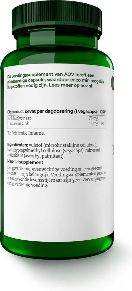 AOV Zink Bisglycinaat 15mg - 120 Vegacaps
