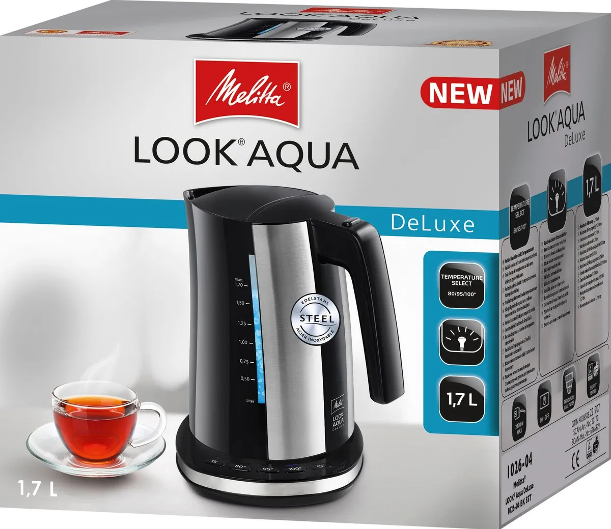 Melitta Look Aqua Deluxe Waterkoker 1,7L - 2400W - Zwart
