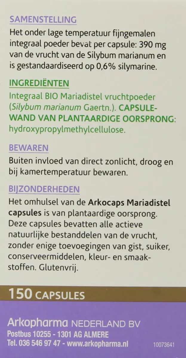 Arkopharma Mariadistel Vegicaps 150 Stuks