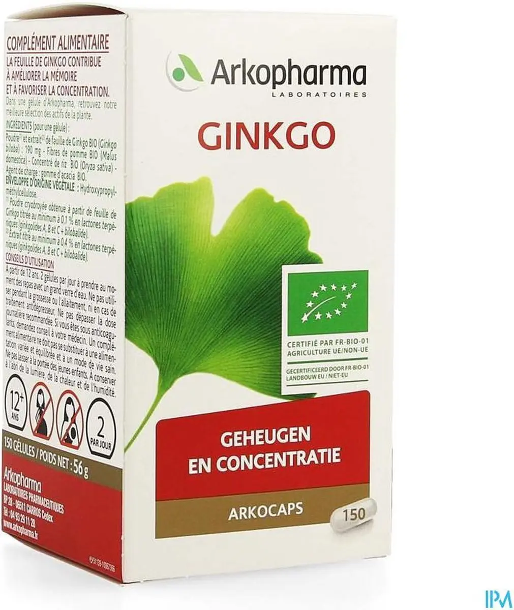 Arkopharma Ginkgo Bio 150 Capsules - 75 Dagen