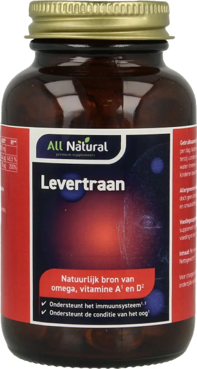 All Natural Levertraan Vitamine A&D 100 Capsules