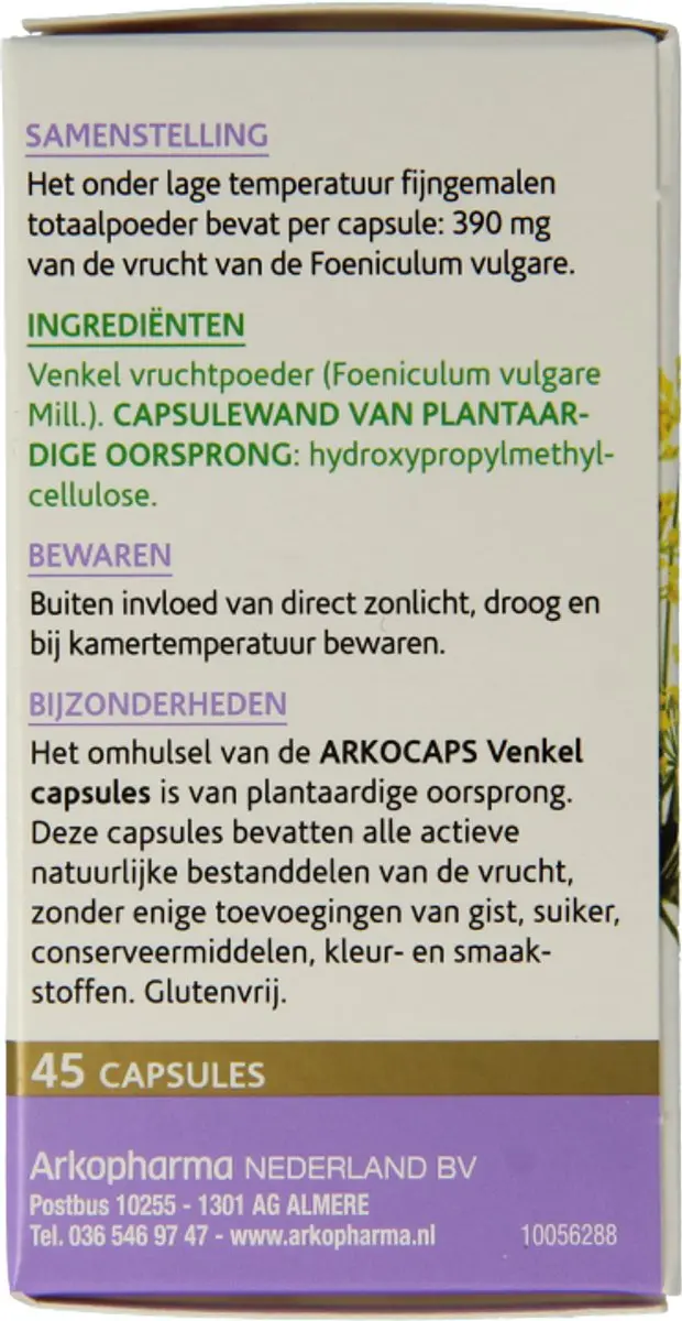 Arkopharma Arkocaps Venkel Voedingssupplement 45 Capsules
