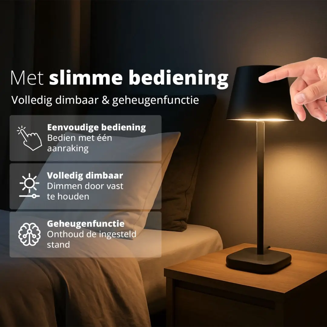 FlinQ Lume Tafellamp - Oplaadbaar 38cm Antraciet