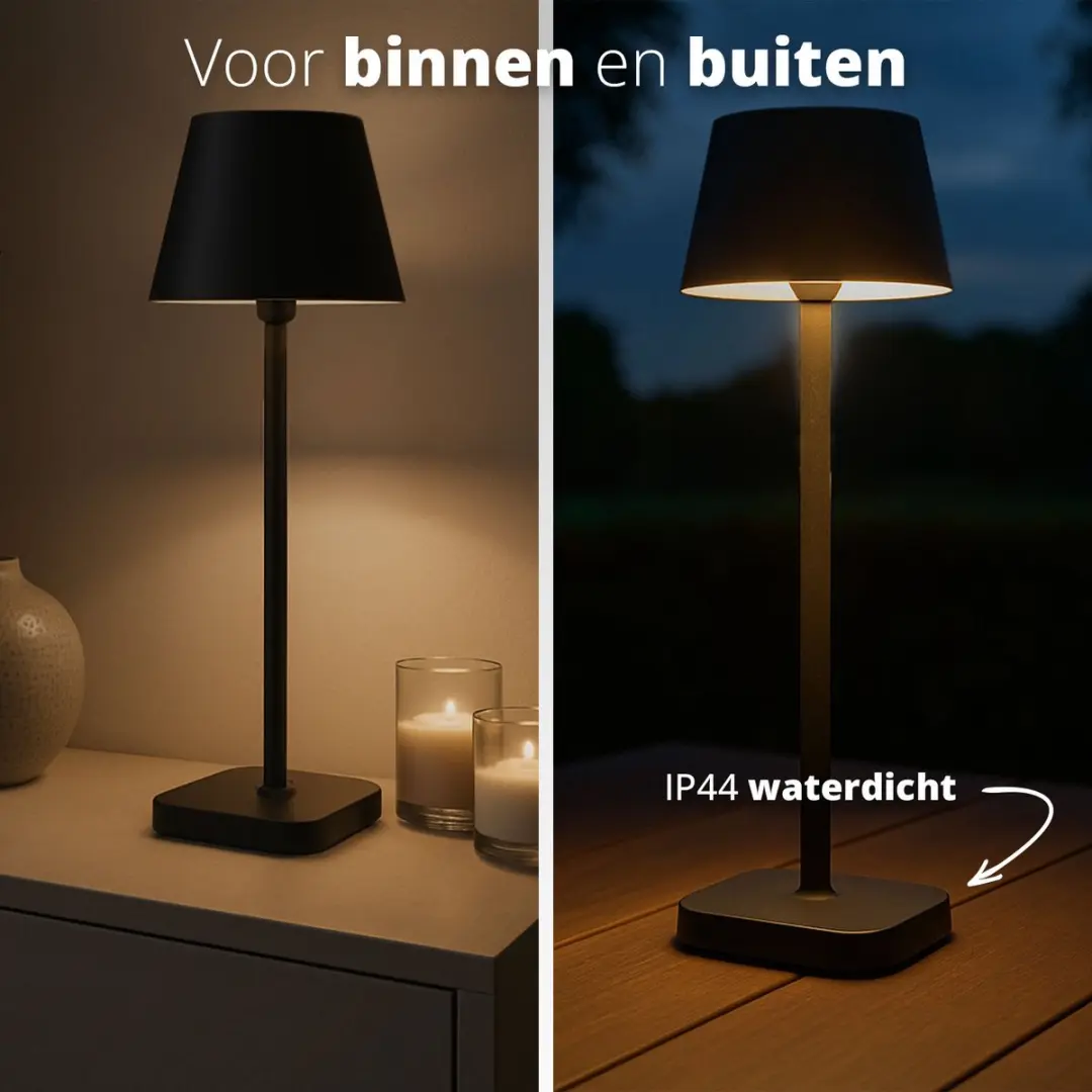 FlinQ Lume Tafellamp - Oplaadbaar 38cm Antraciet