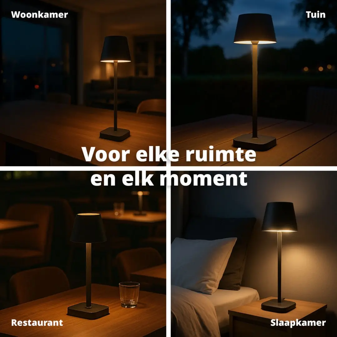 FlinQ Lume Tafellamp - Oplaadbaar 38cm Antraciet
