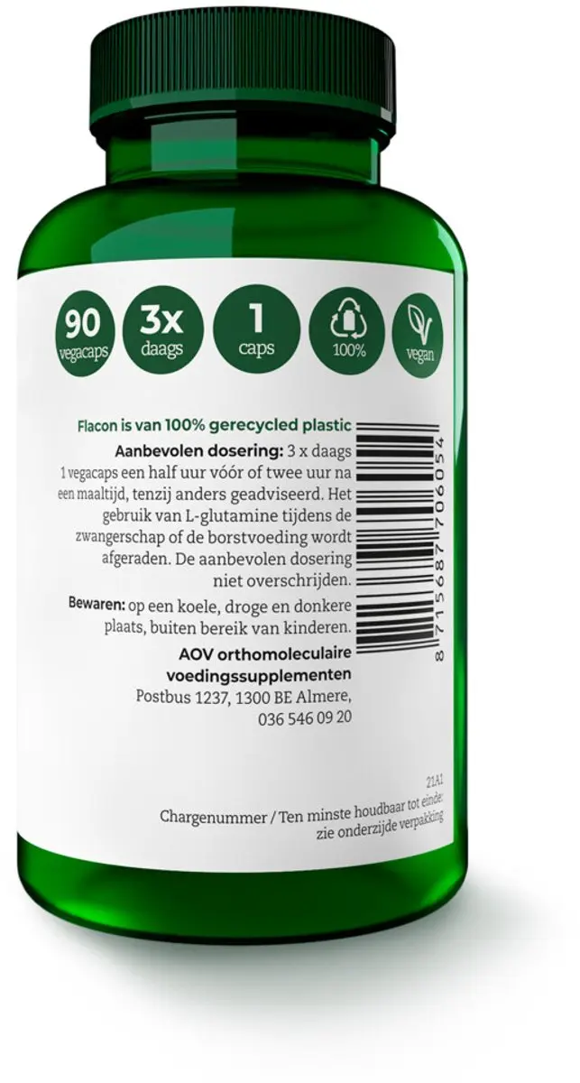AOV L-Glutamine 500mg - 180 Vegacapsules
