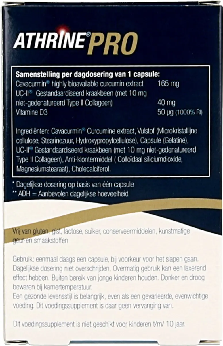 Athrine PRO UC-II CAVACURMIN Vitamine D3 - 30 Stuks
