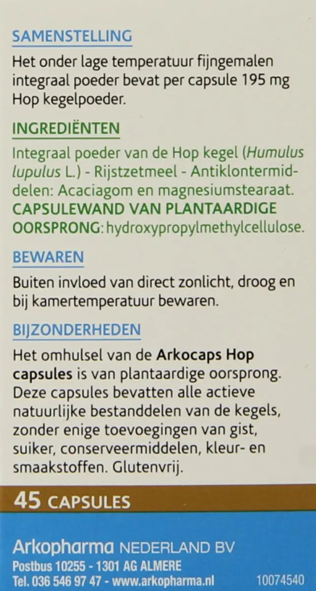 Arkopharma Hop Arkocaps Voedingssupplement 45 Stuks