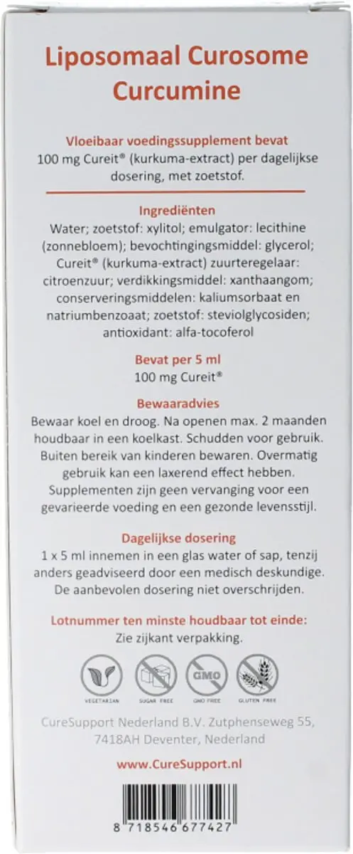 CureSupport Liposomaal Curcumine 100mg 250ml