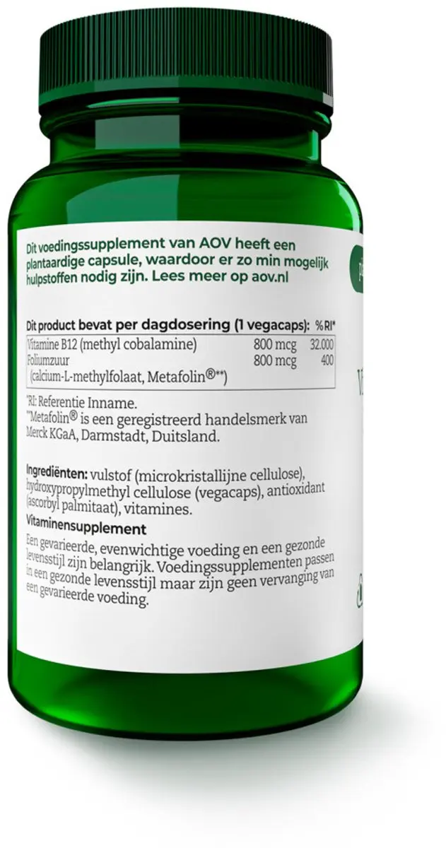 AOV Vitamine B12 & Foliumzuur 120 Vegacapsules - 2x60