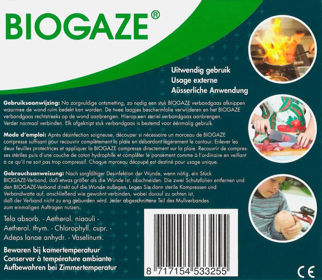 Biogaze Verbandgazen 10x10cm - 10 Stuks