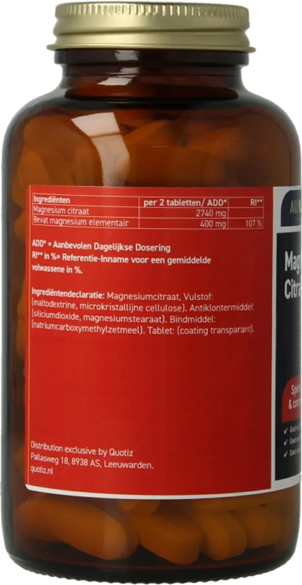 All Natural Magnesiumcitraat 400mg 120 Tabletten