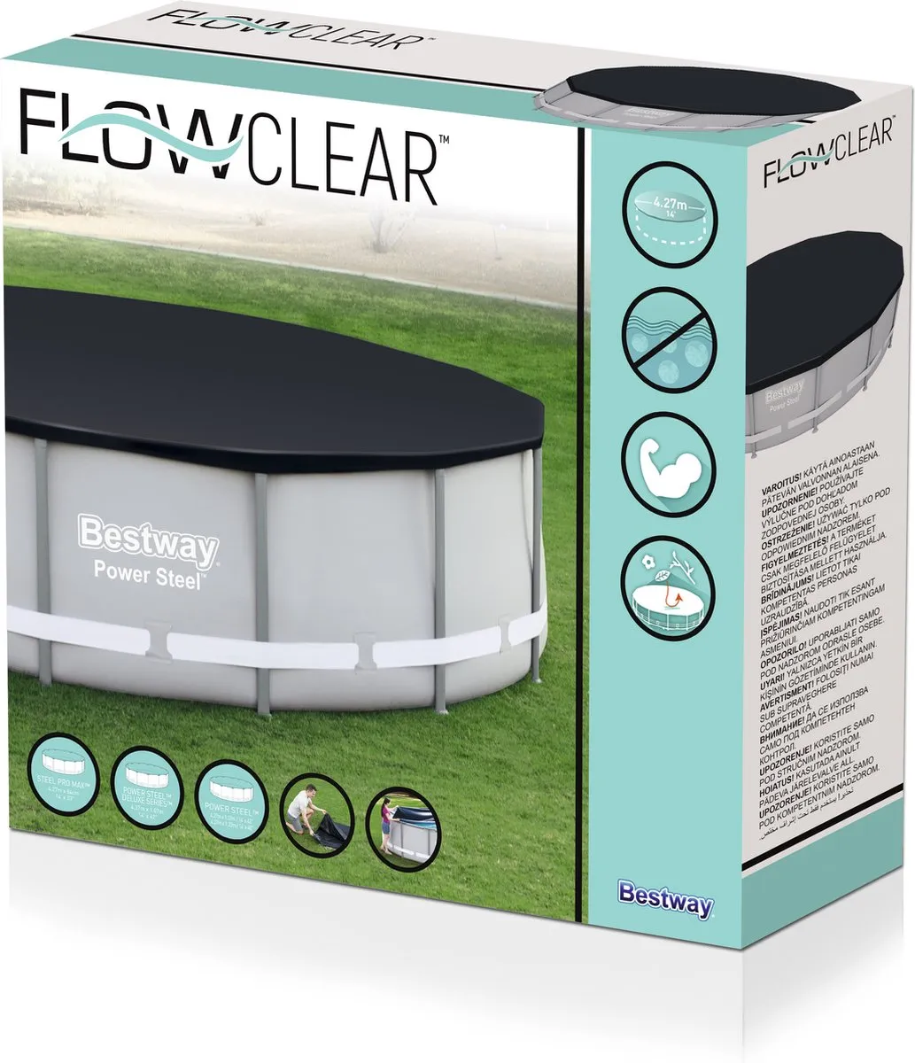 Bestway Flowclear Afdekhoes Zwembad 427cm - Zwart