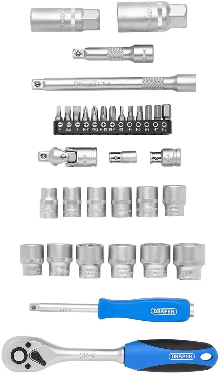 Draper 3/8" Doppen- en Bitset 34-delig