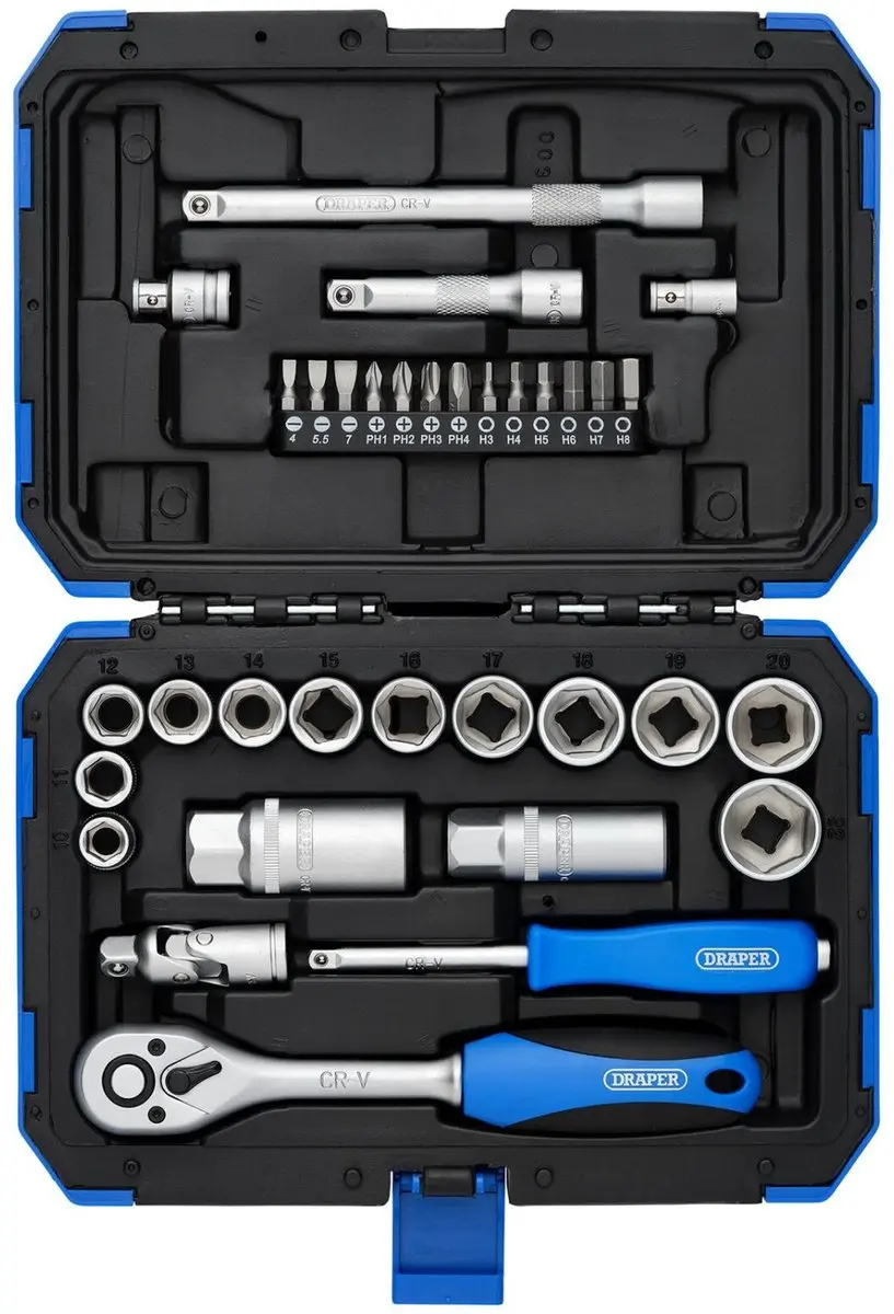 Draper 3/8" Doppen- en Bitset 34-delig