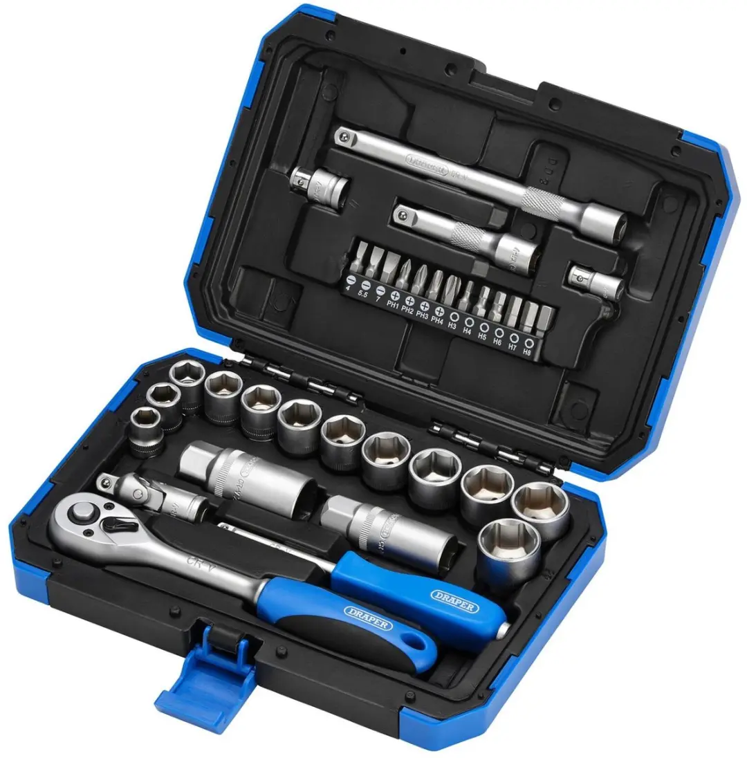 Draper 3/8" Doppen- en Bitset 34-delig