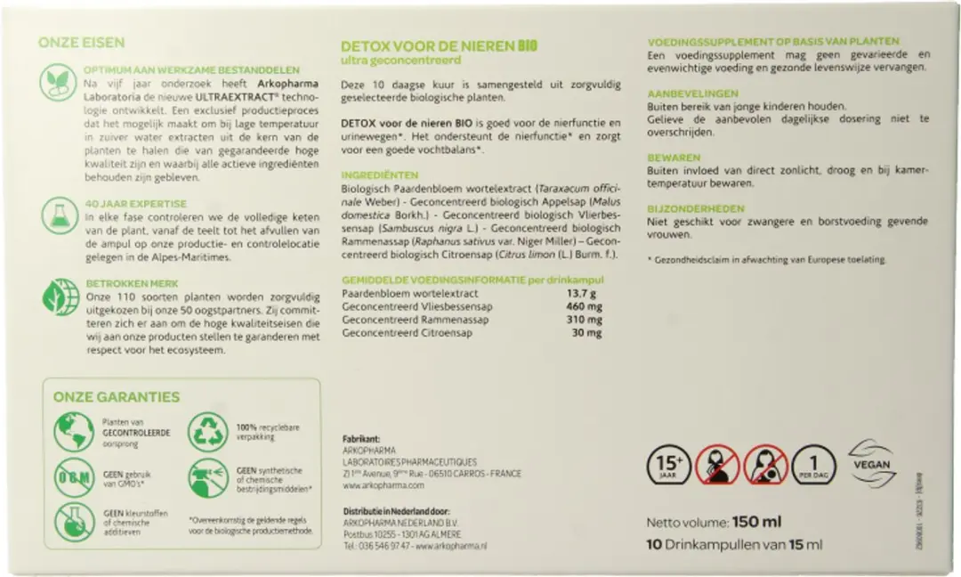 Arkopharma Bio Drinkampullen Nieren Detox - 10 Stuks