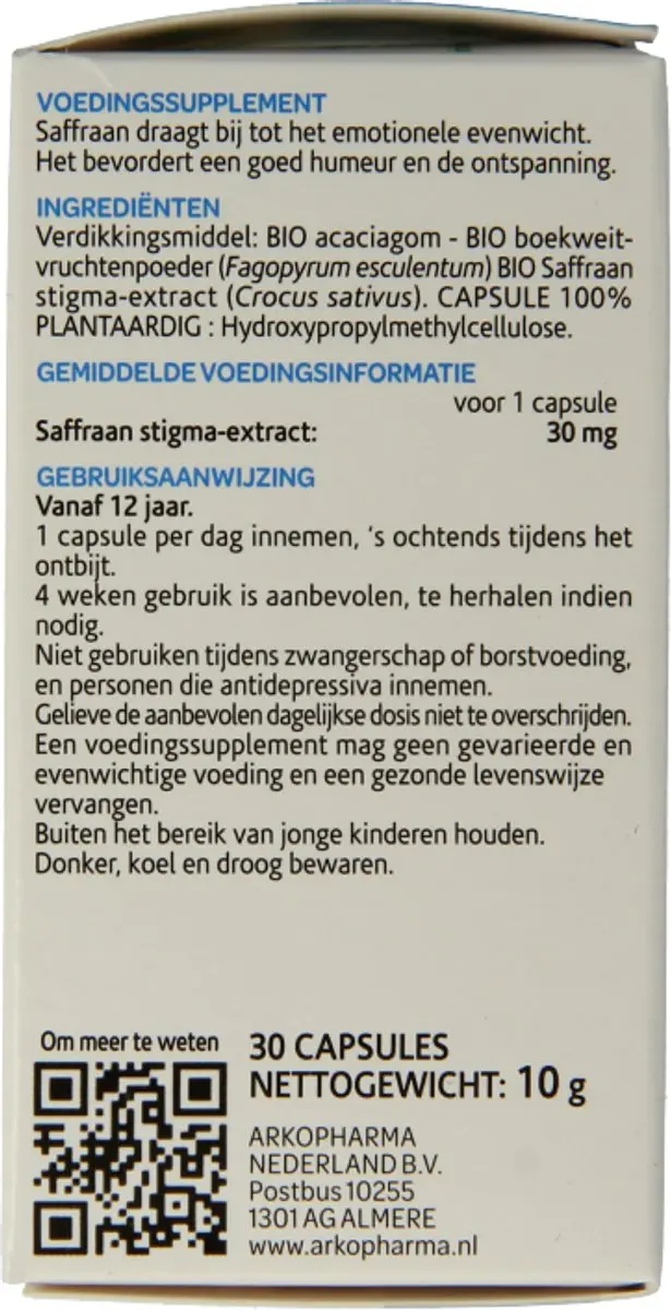 Arkopharma Safraan 30 Capsules