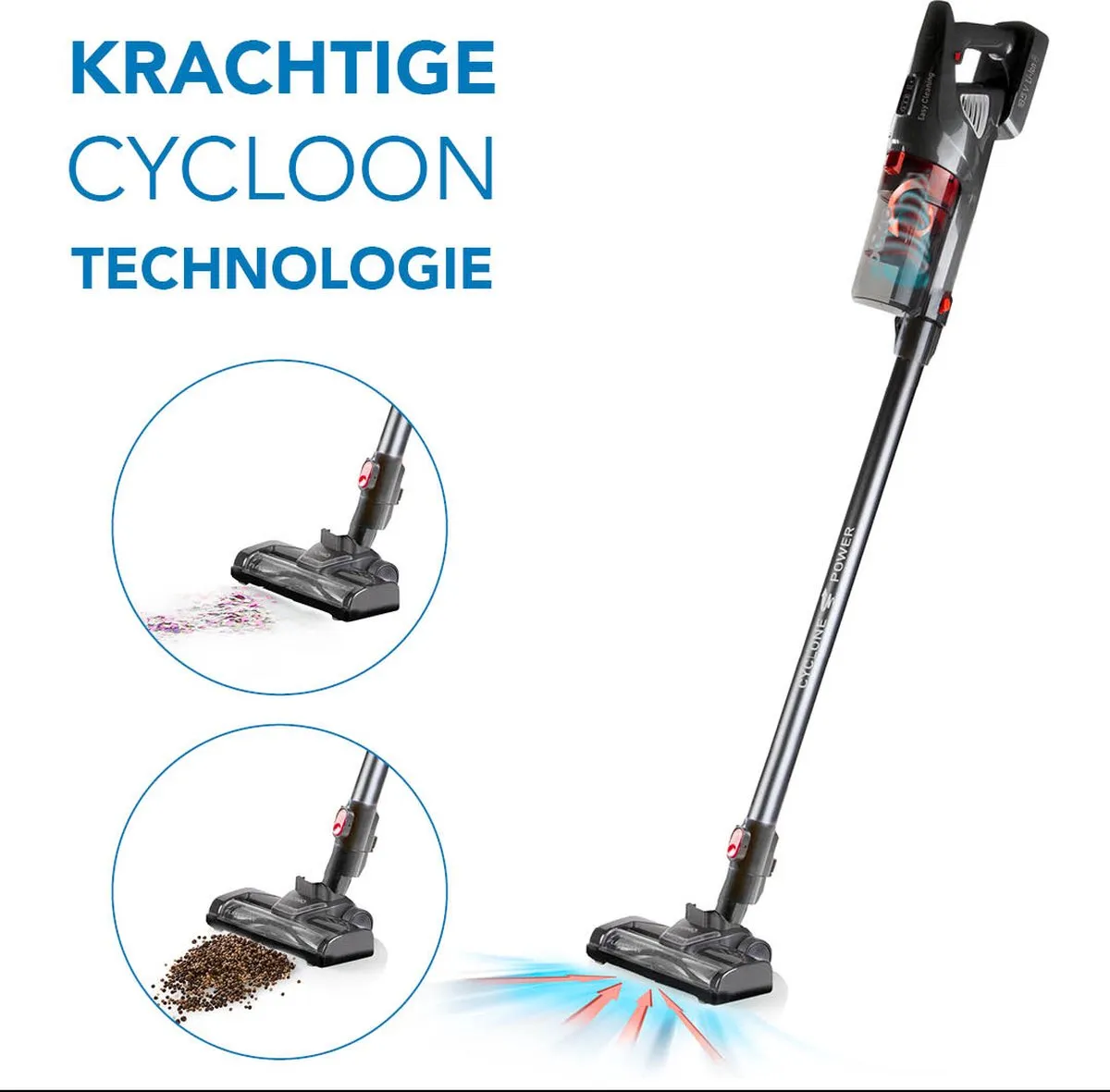 Domo DO1032SV Steelstofzuiger 2-in-1 18,5V - Zwart/Rood