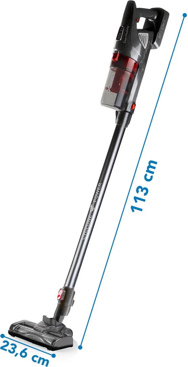 Domo DO1032SV Steelstofzuiger 2-in-1 18,5V - Zwart/Rood