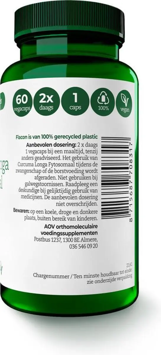 AOV Curcuma Longa Fytosomaal 60 Vegacaps