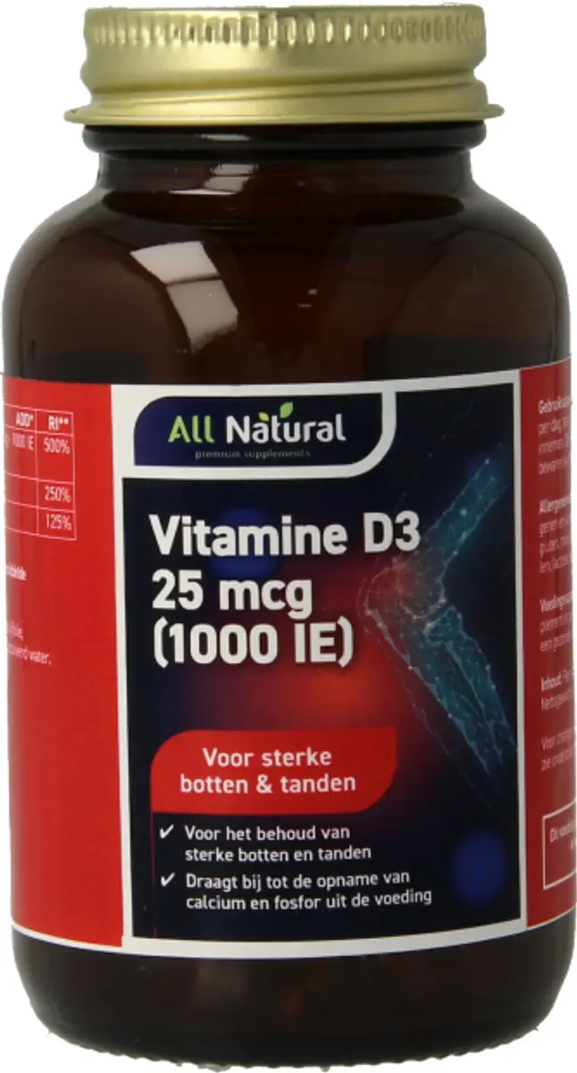 All Natural Vitamine D3 25mcg - 90 Capsules