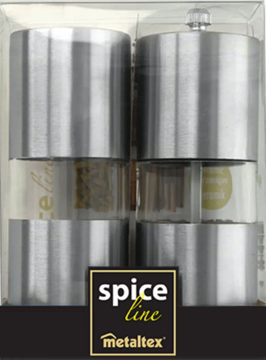Metaltex Peper- en Zoutmolen 252830 - 14cm - Transparant
