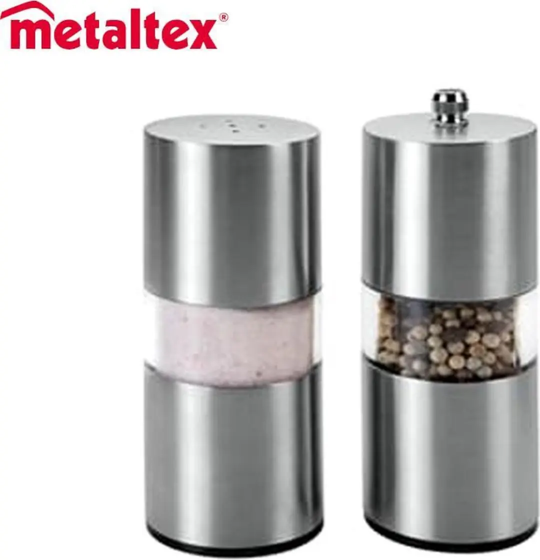 Metaltex Peper- en Zoutmolen 252830 - 14cm - Transparant
