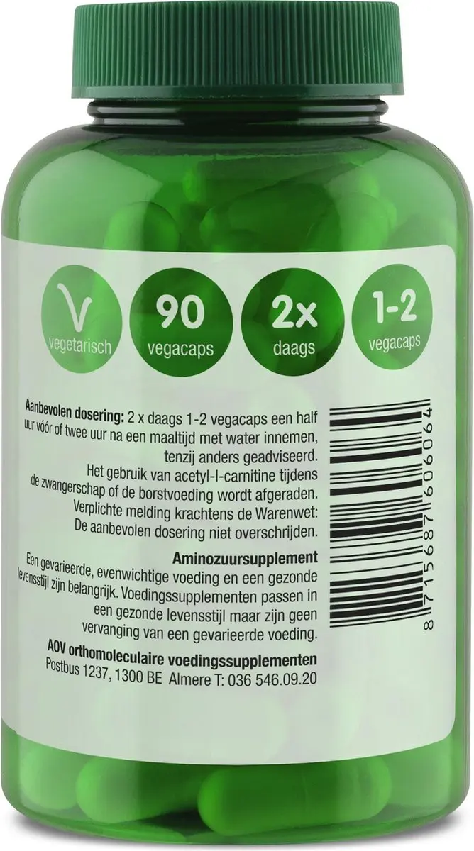 AOV 606 Acetyl-L-carnitine 500mg - 90 Vegacaps