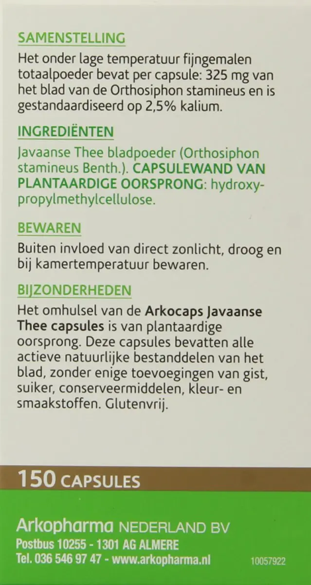 Arkopharma Arkocaps Javaanse Thee 150 Capsules - 150mg