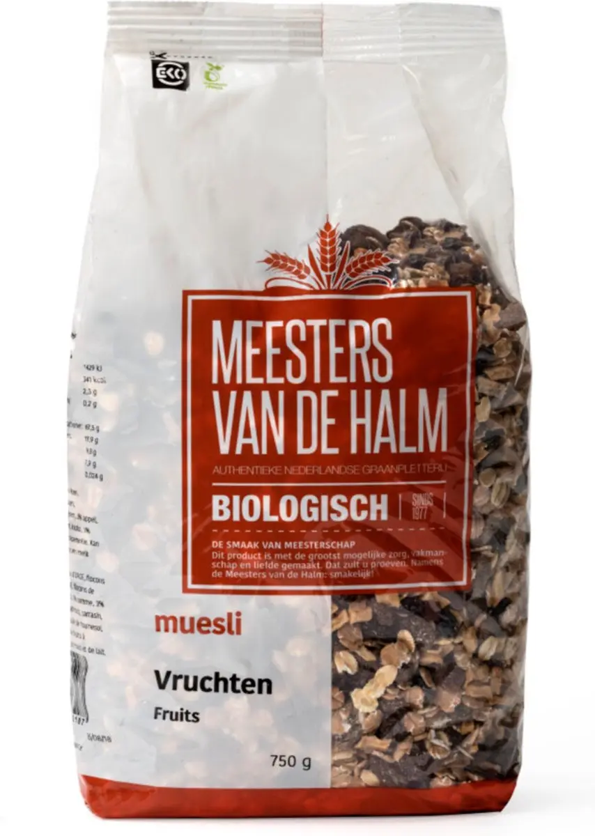 De Halm Vruchtenmuesli Eko 750g