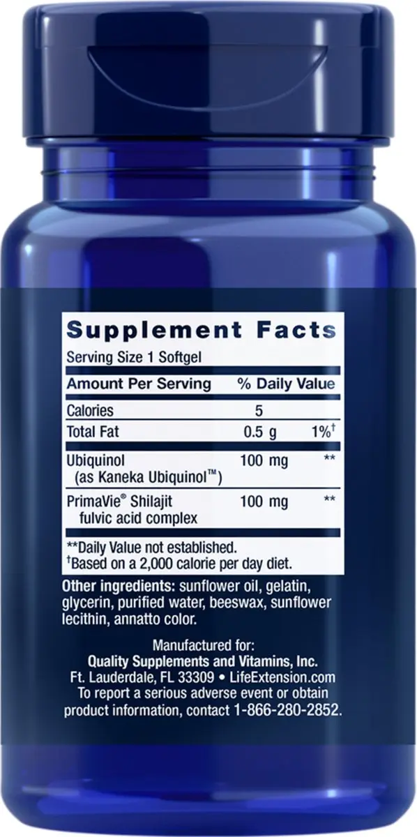 Life Extension Super Ubiquinol CoQ10 & Shilajit 100mg - 60 Softgels
