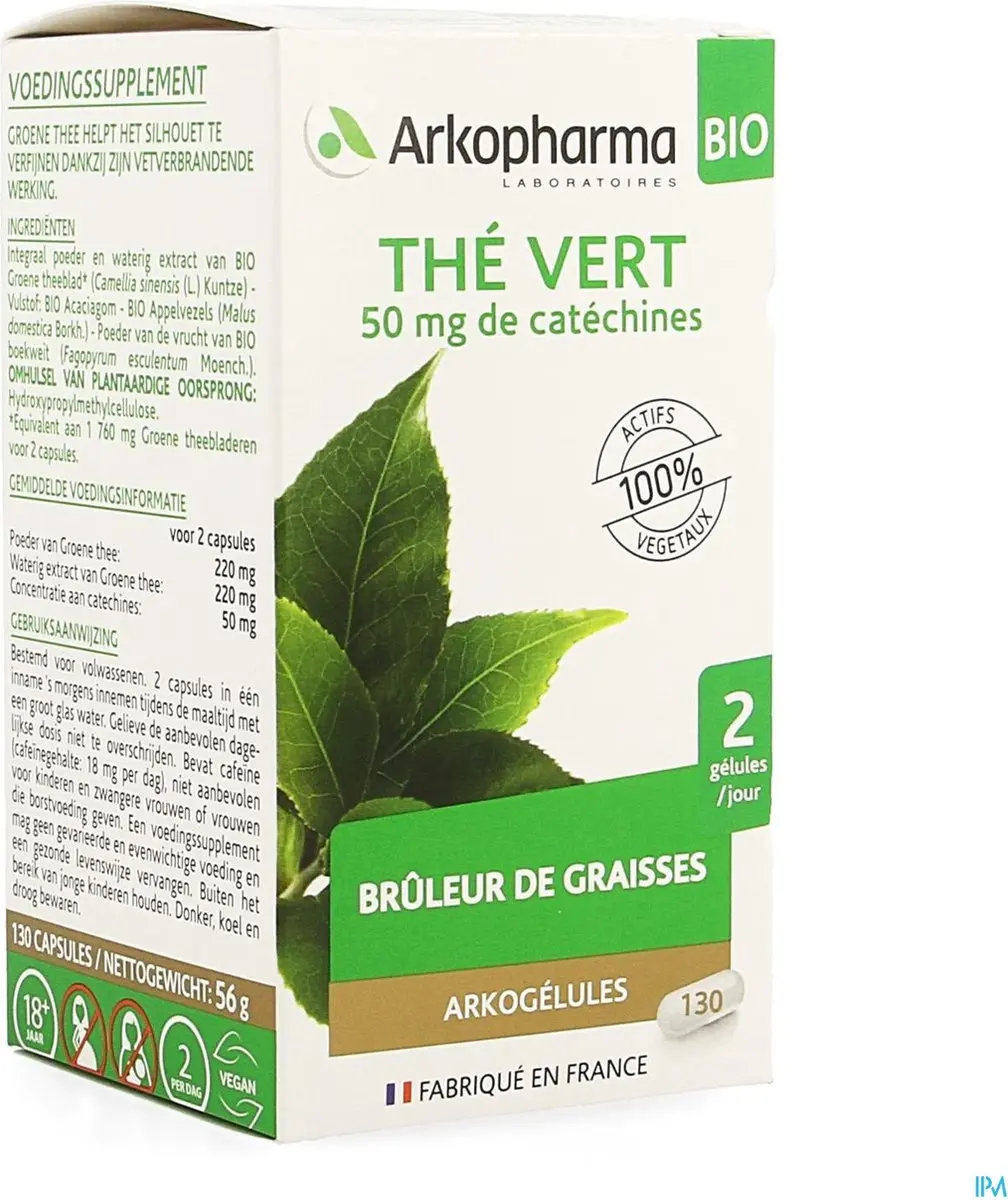 Arkopharma Groene Thee Bio Vetverbrander 130 Capsules