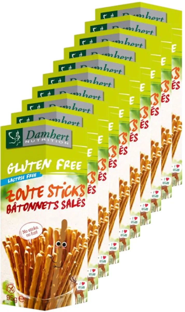 Damhert Glutenvrije Zoute Sticks 10x95g