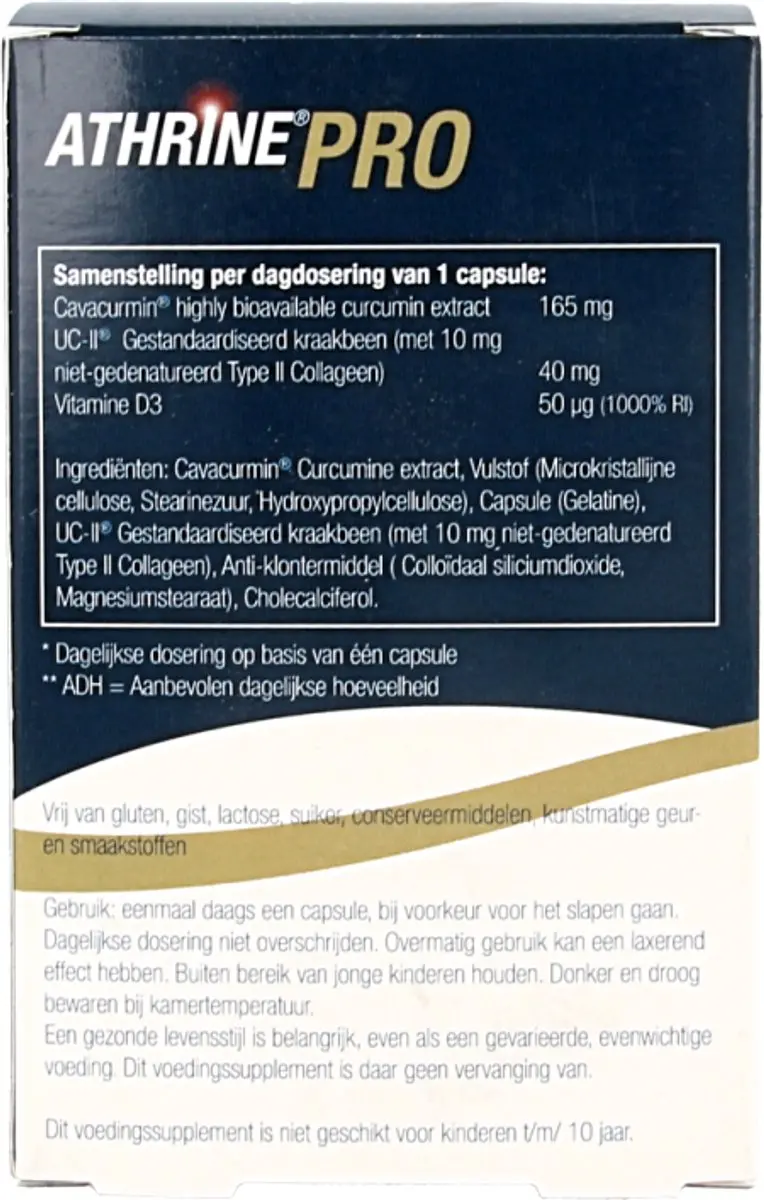 Athrine PRO UC-II CAVACURMIN Vitamine D3 90 Stuks