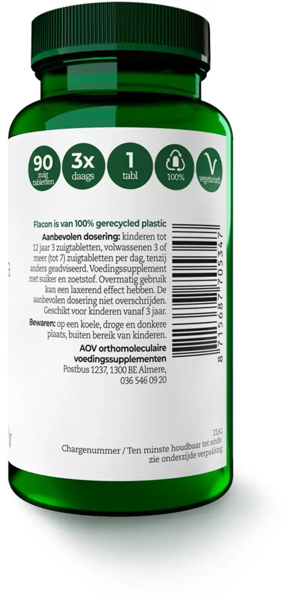 AOV Zink-Extra Zuigtabletten 180g - 2x90 Stuks