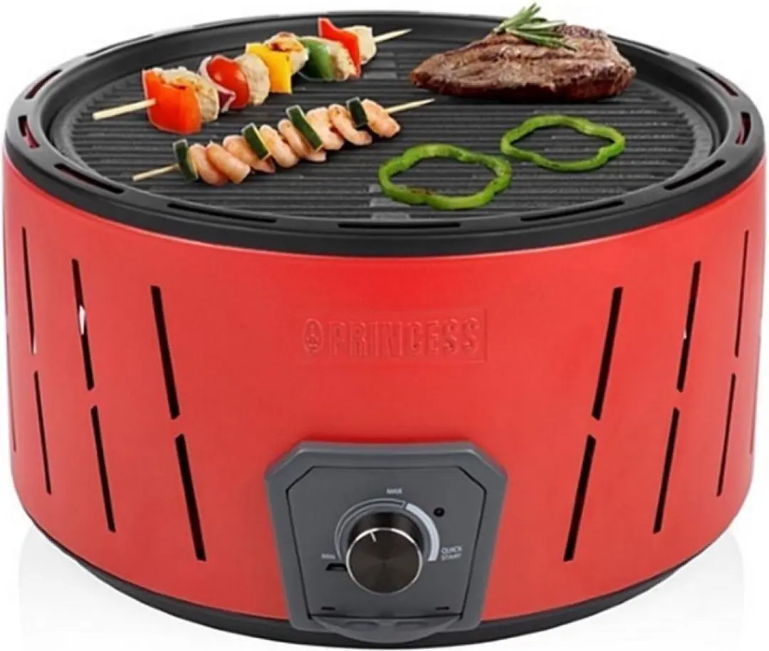 Princess 105010 Albufeira Kolenbarbecue - 29,5cm - 4 Burgers - Rood/Zwart