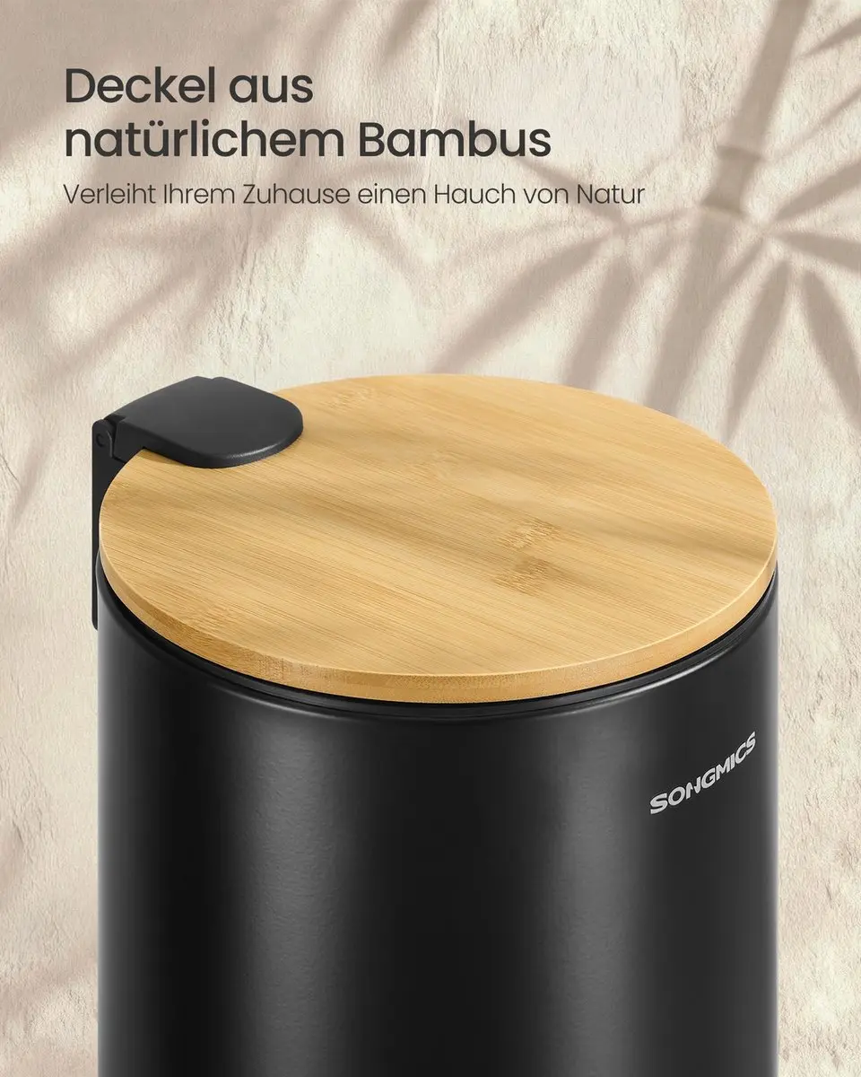 Songmics Cosmetica-emmer 3L - Stil pedaalmechanisme - Inktzwart - afbeelding 5 van 6