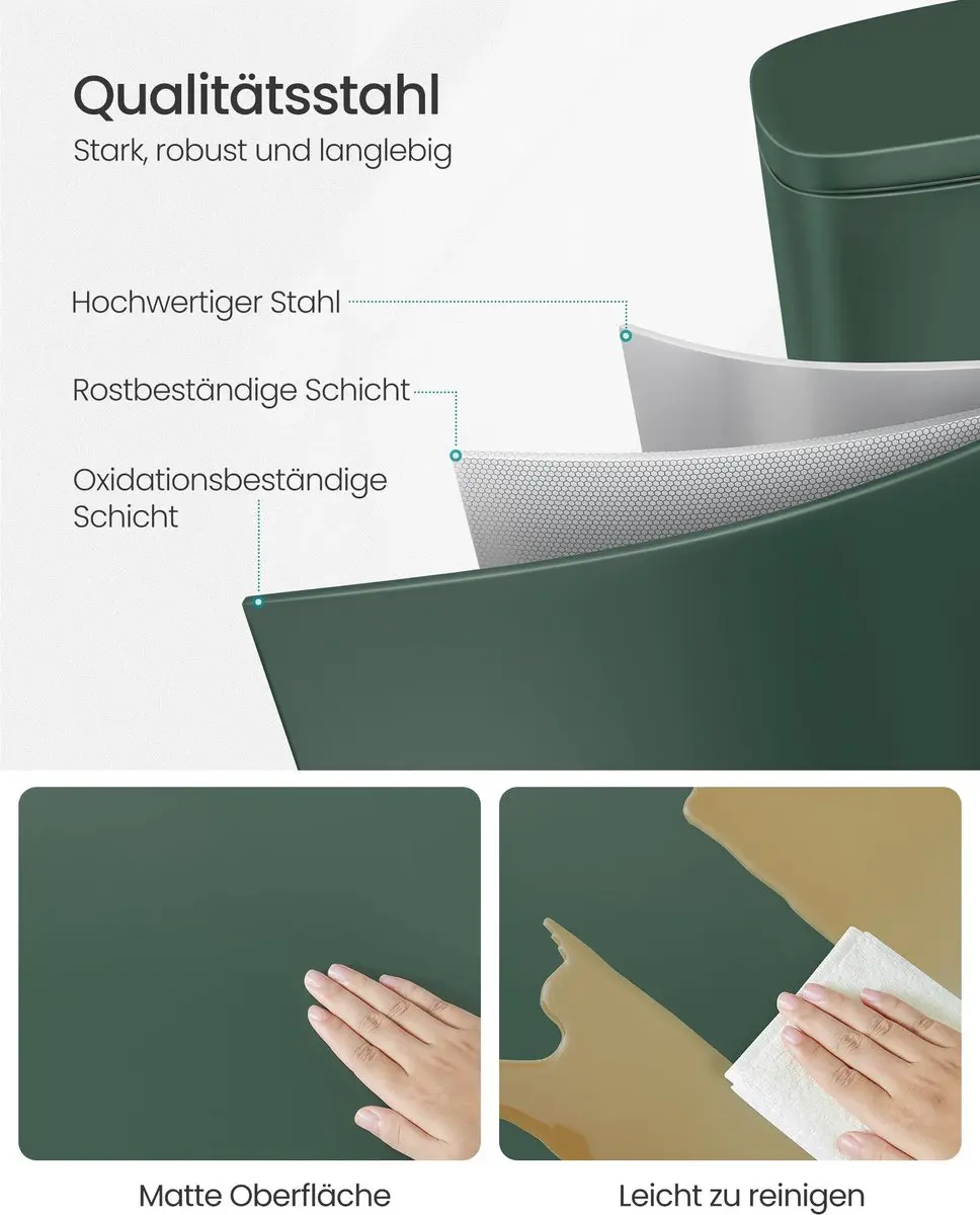 Songmics Keukenprullenbak 30L - Vintage groen - afbeelding 3 van 6