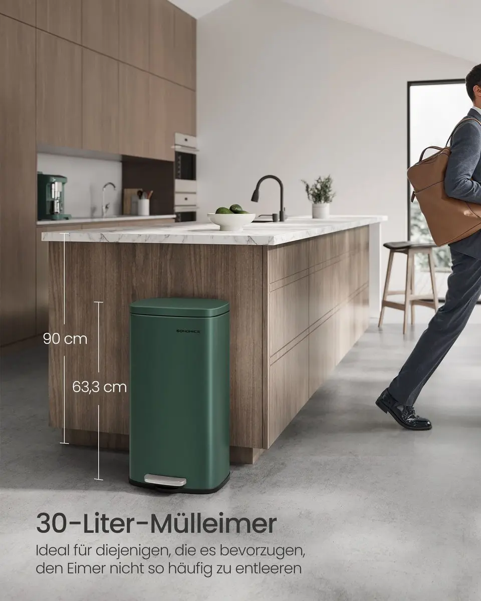 Songmics Keukenprullenbak 30L - Vintage groen - afbeelding 2 van 6