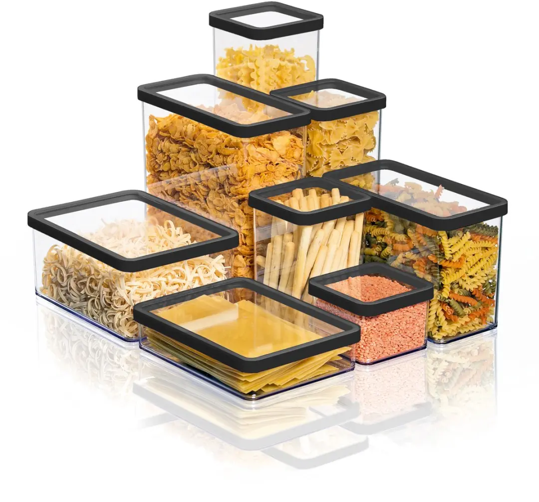 Rotho Loft Voedselbewaardozen Set 10 Stuks - 2x2.1L/1x1L/2x0.5L - Zwart