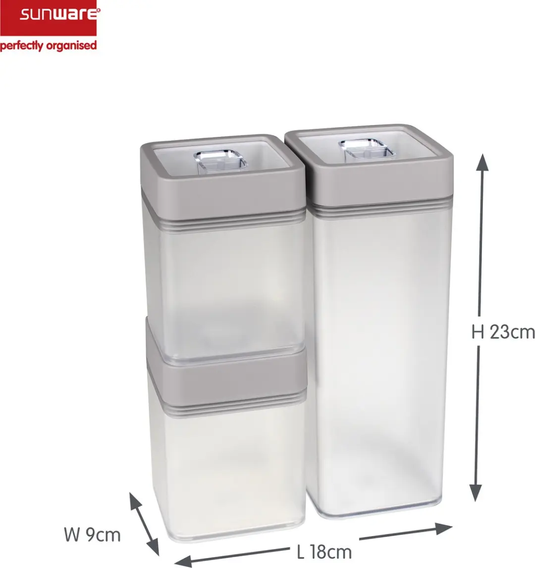 Sunware Sigma Home Voorraadbussen Set 3-delig 2,6L - Grijs